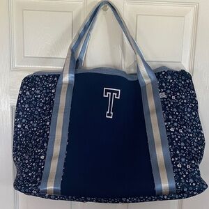 ‘T’ Monogram Floral Tote Bag